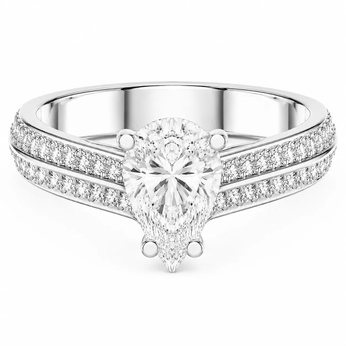 Serene Oval Ring with Side Stone