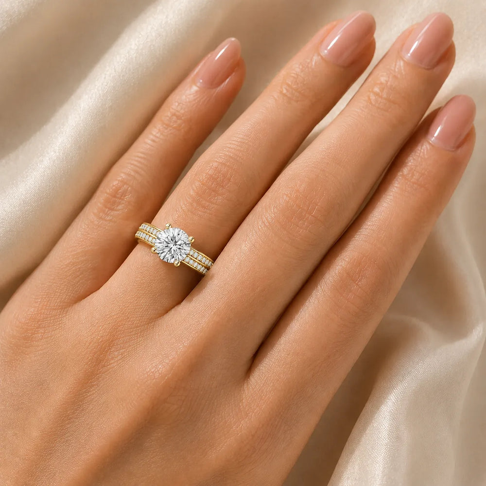 Serene Ring with Side Stone