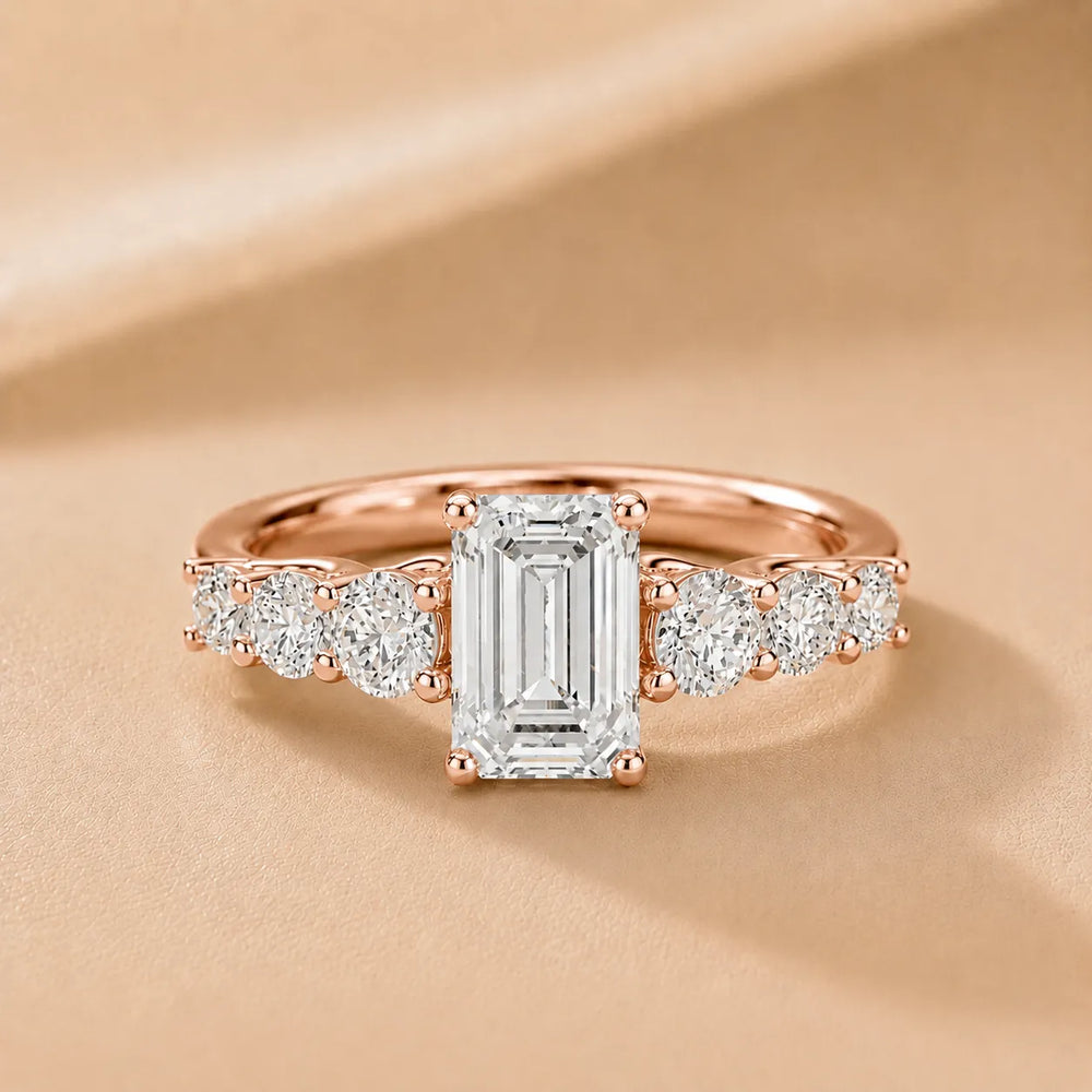 Celeste Seven-Stone Emerald Diamond Engagement Ring