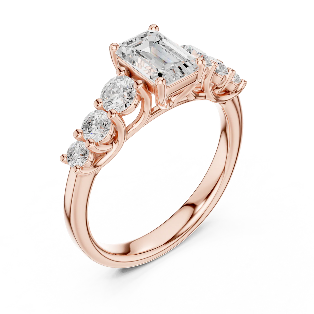Celeste Seven-Stone Emerald Diamond Engagement Ring