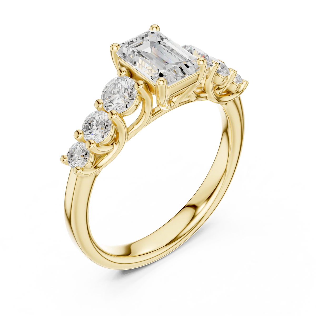 Celeste Seven-Stone Emerald Diamond Engagement Ring