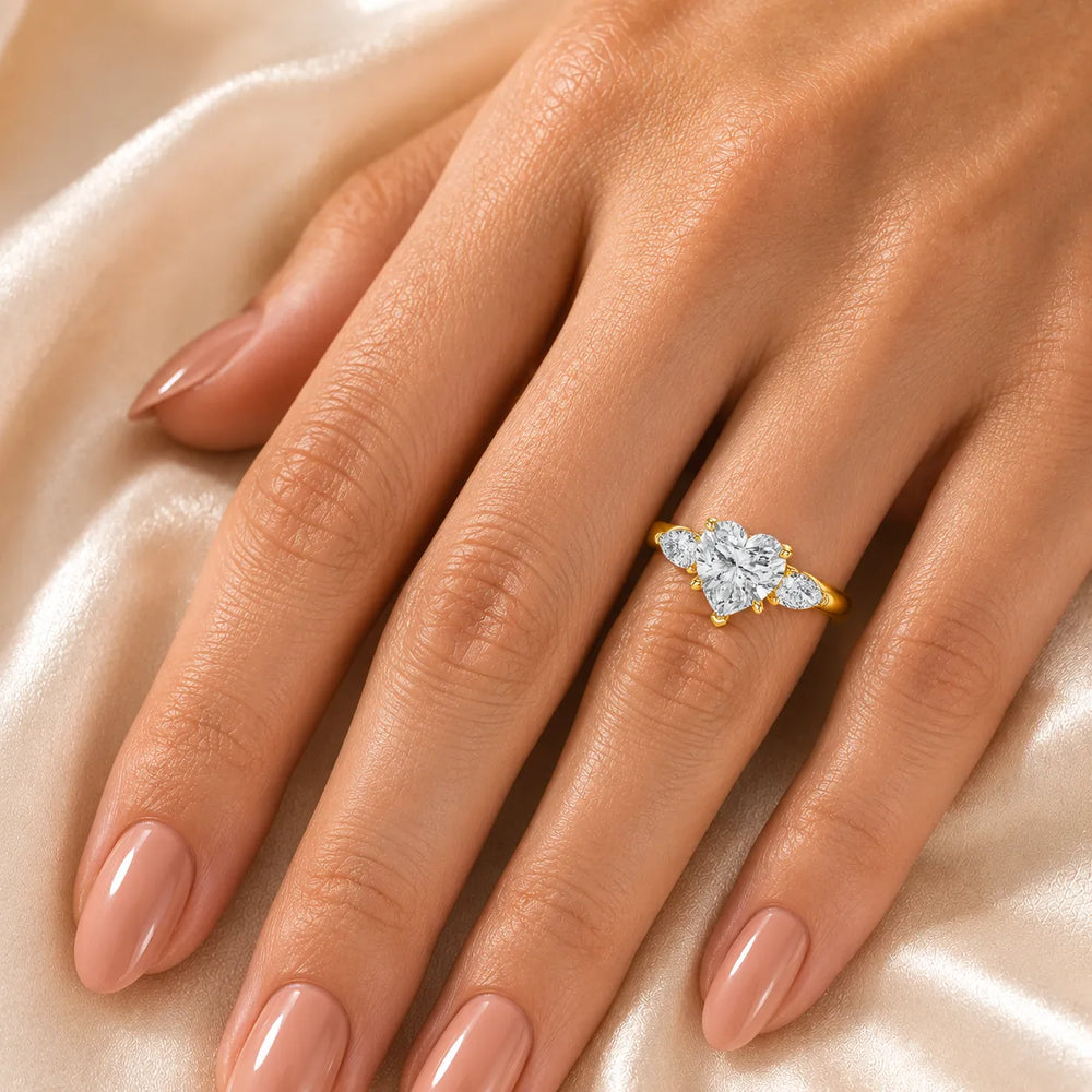 Designer Asscher Diamond Ring with Pear Side Stones