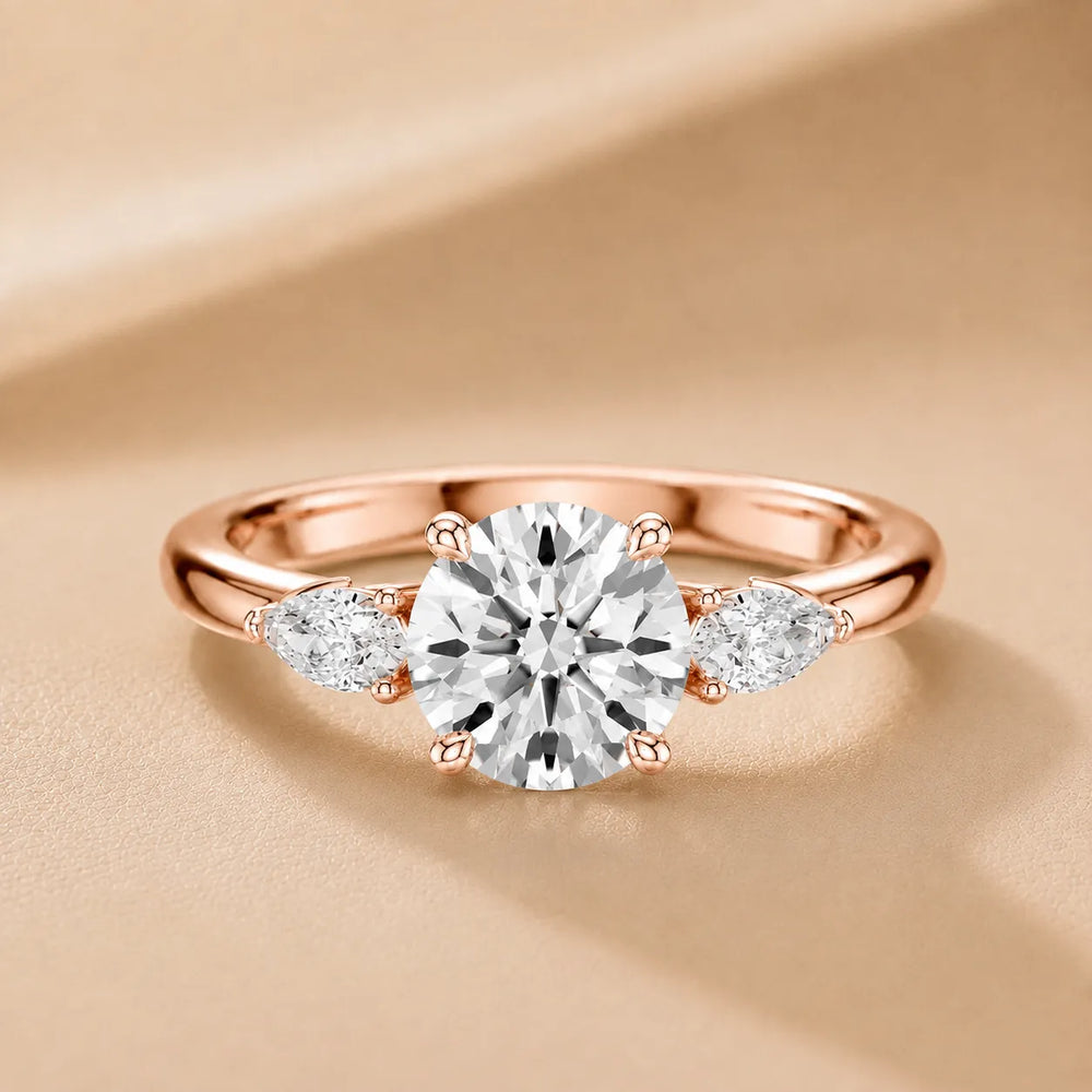 Designer Asscher Diamond Ring with Pear Side Stones