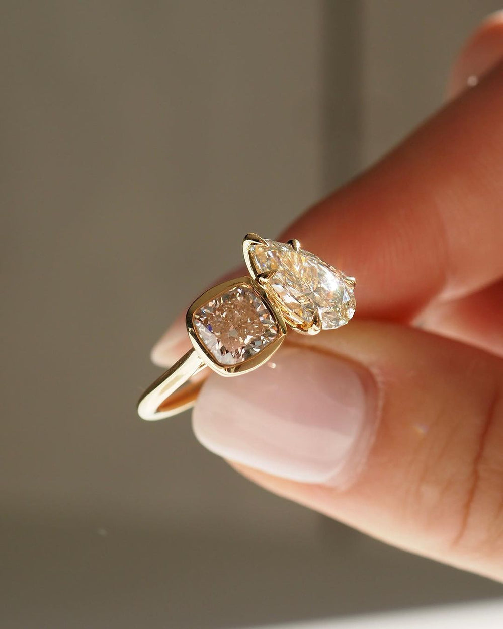 Toi Et Moi Pear & Cushion Cut Labgrown Engagement Ring