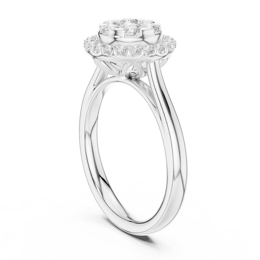 Starburst Halo Type Round Diamond Engagement Ring