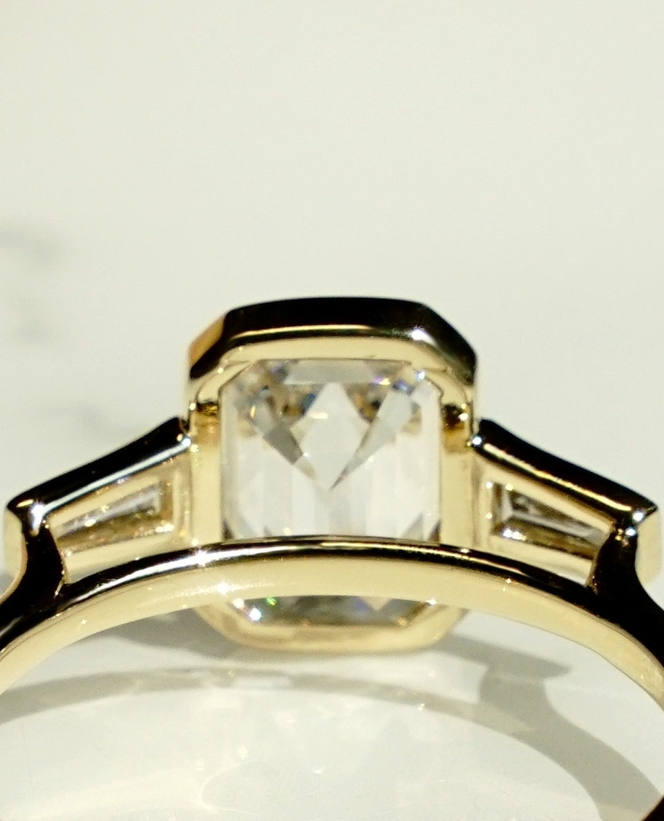 Bezel Set Emerald Cut Labgrown Engagement Ring