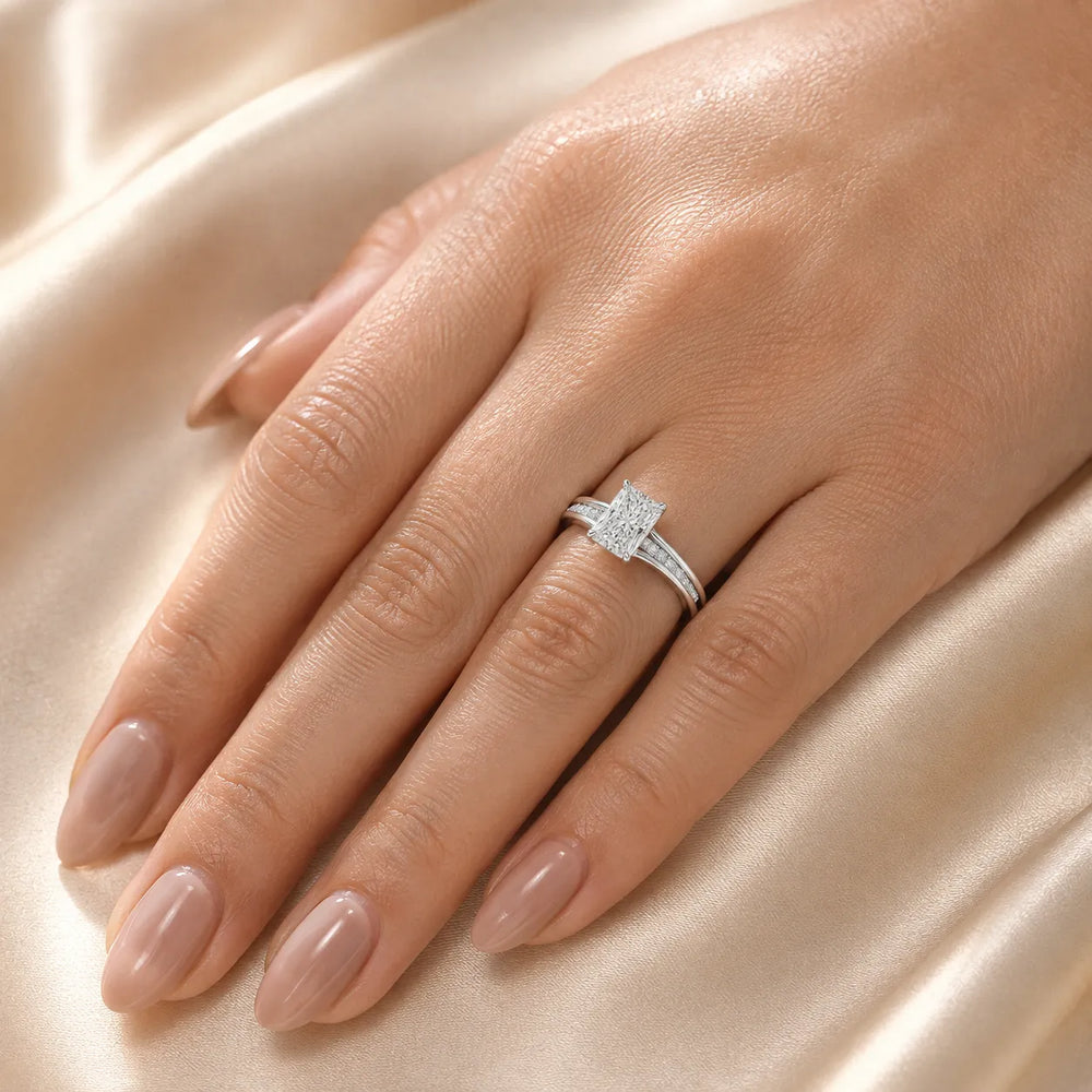 Step-Cut Harmony Radiance Halo Ring
