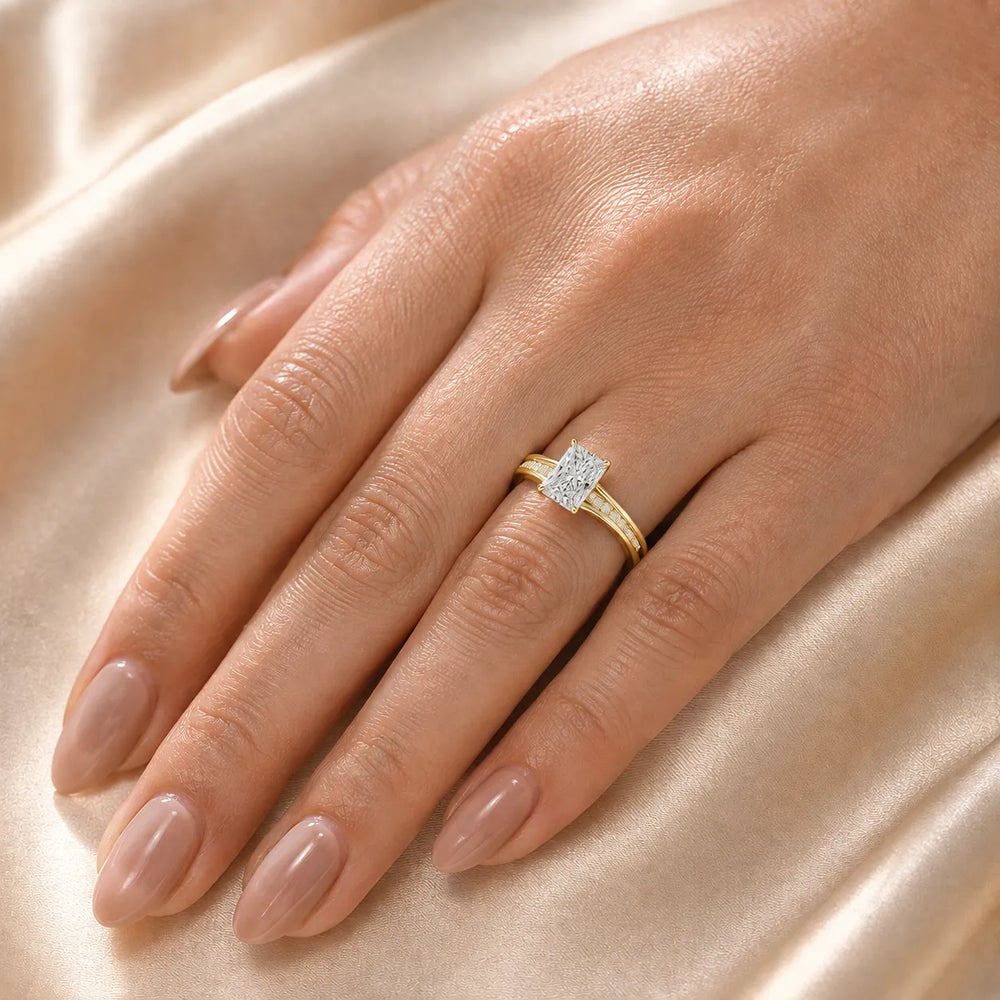 Step-Cut Harmony Radiance Halo Ring