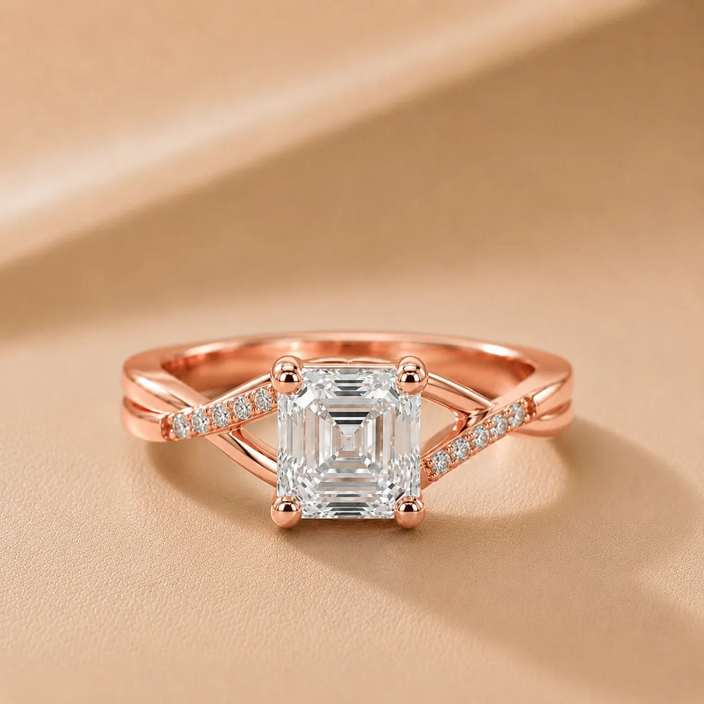 Veronica Twist Side Stone Oval Diamond Engagement Ring