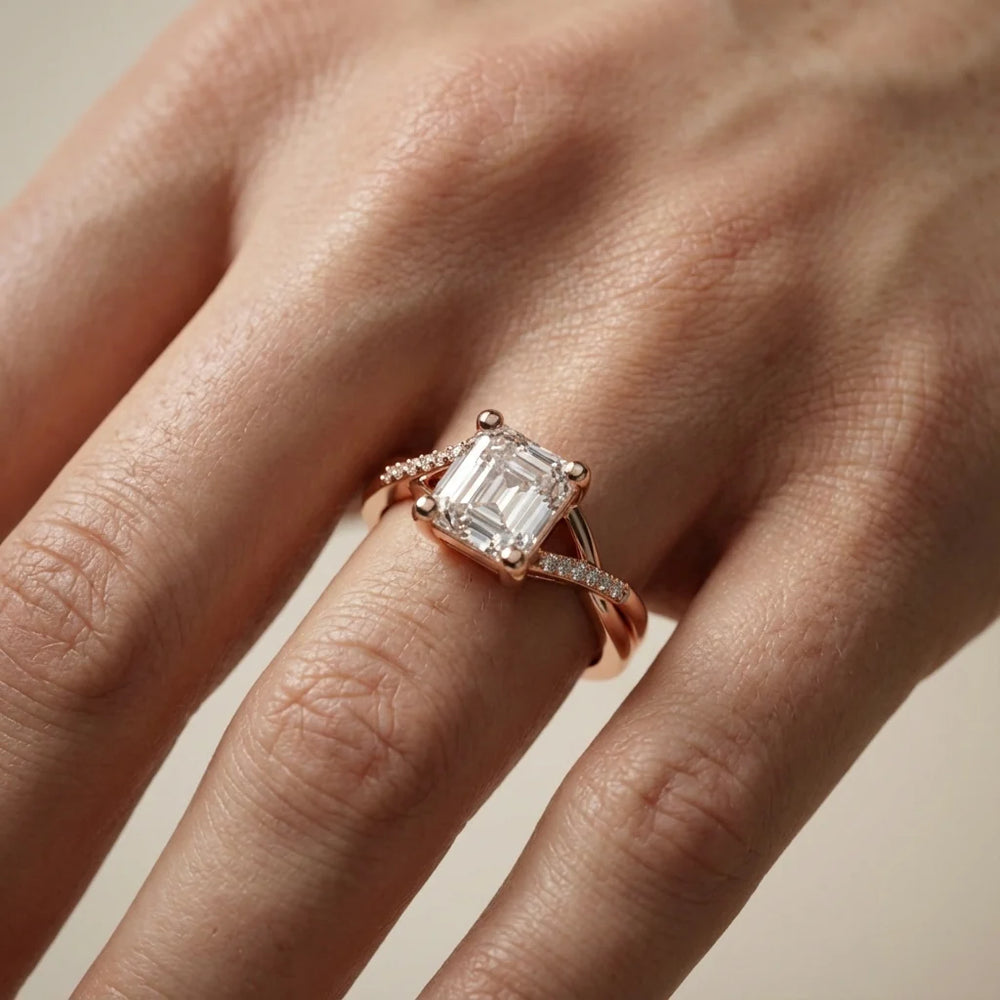 Veronica Twist Side Stone Oval Diamond Engagement Ring