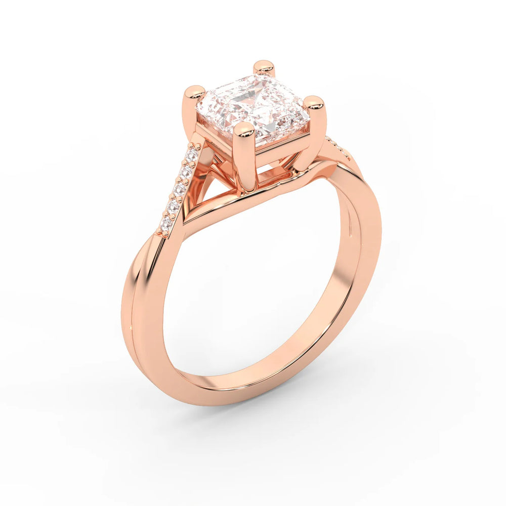 Veronica Twist Side Stone Oval Diamond Engagement Ring