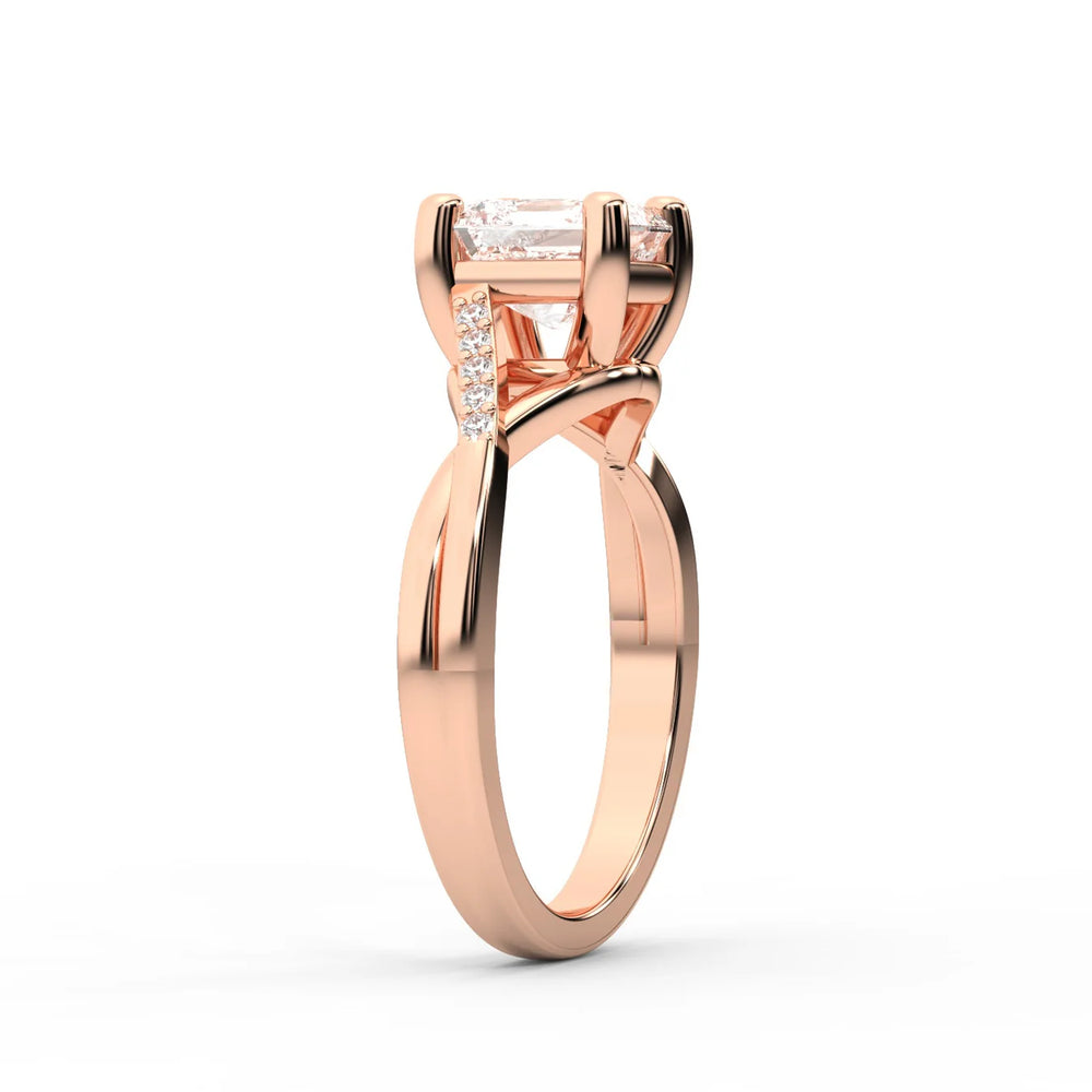 Veronica Twist Side Stone Oval Diamond Engagement Ring