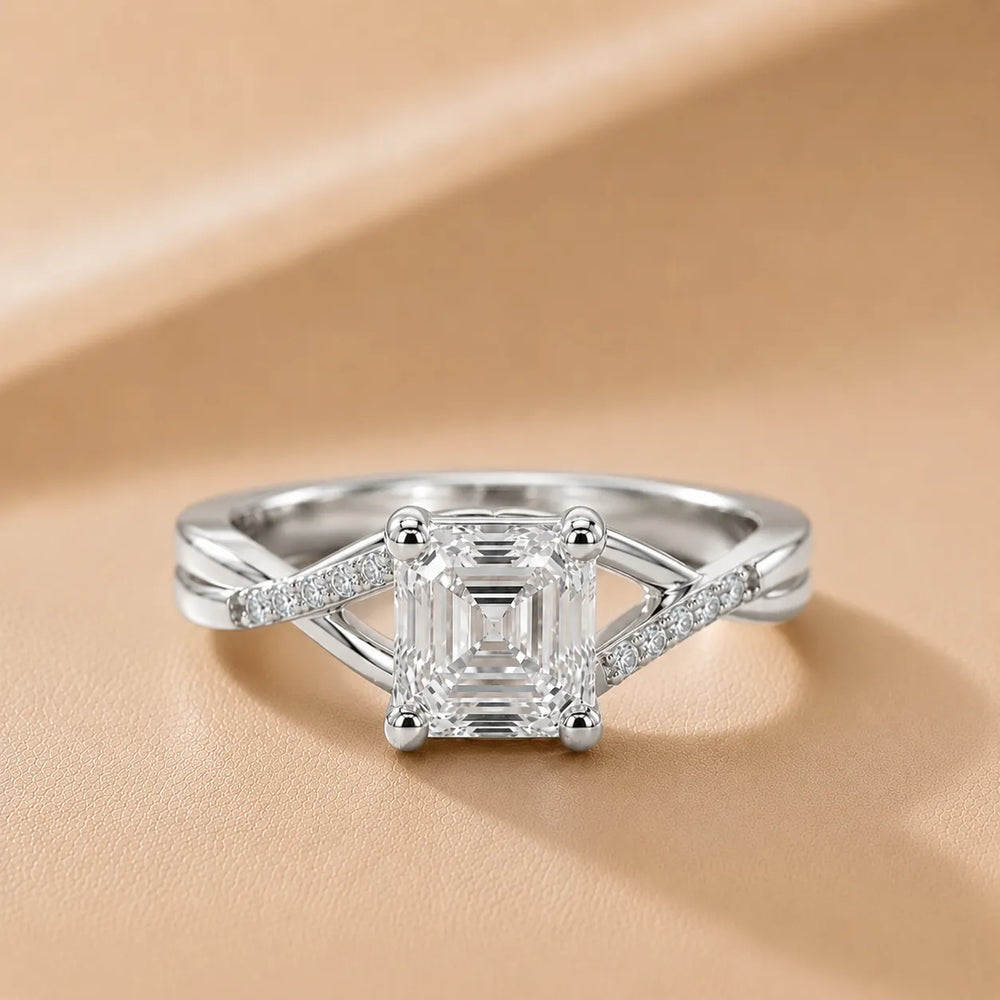 Veronica Twist Side Stone Oval Diamond Engagement Ring