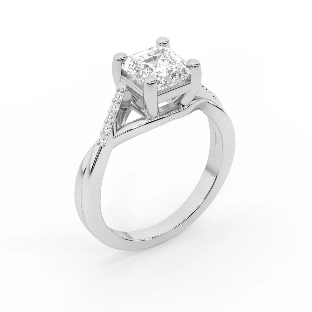 Veronica Twist Side Stone Oval Diamond Engagement Ring