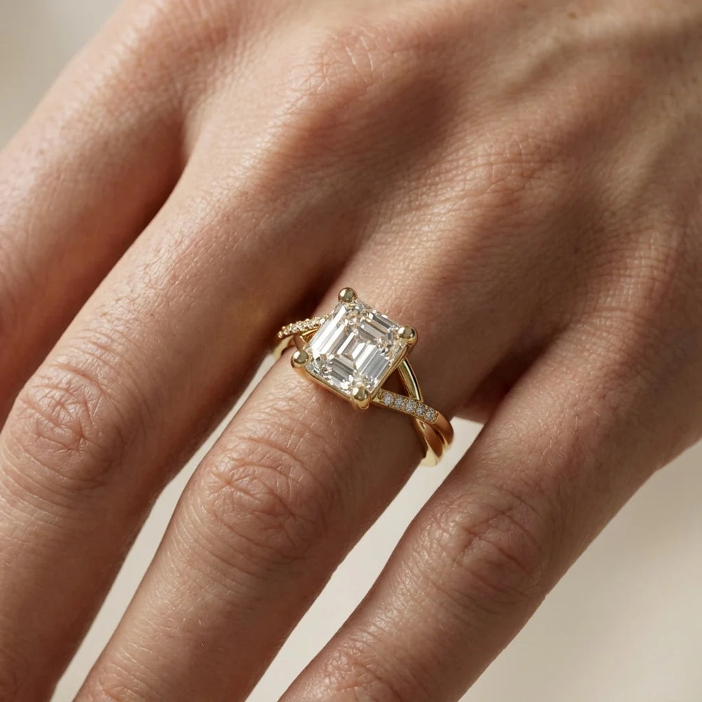 Veronica Twist Side Stone Oval Diamond Engagement Ring