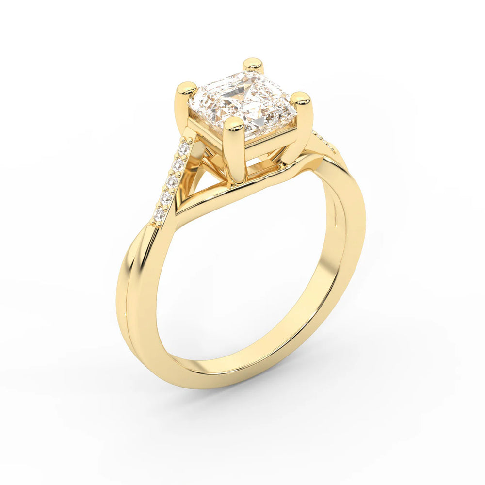 Veronica Twist Side Stone Oval Diamond Engagement Ring