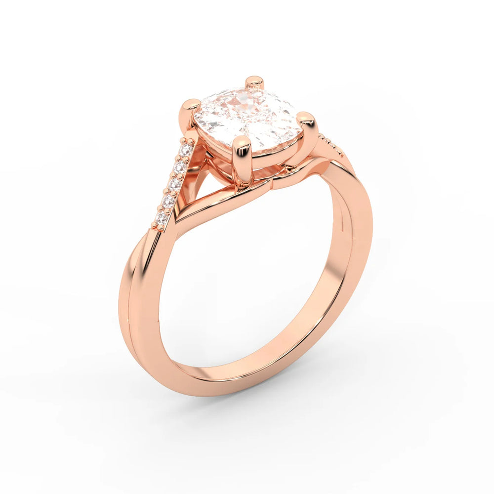 Veronica Twist Side Stone Oval Diamond Engagement Ring