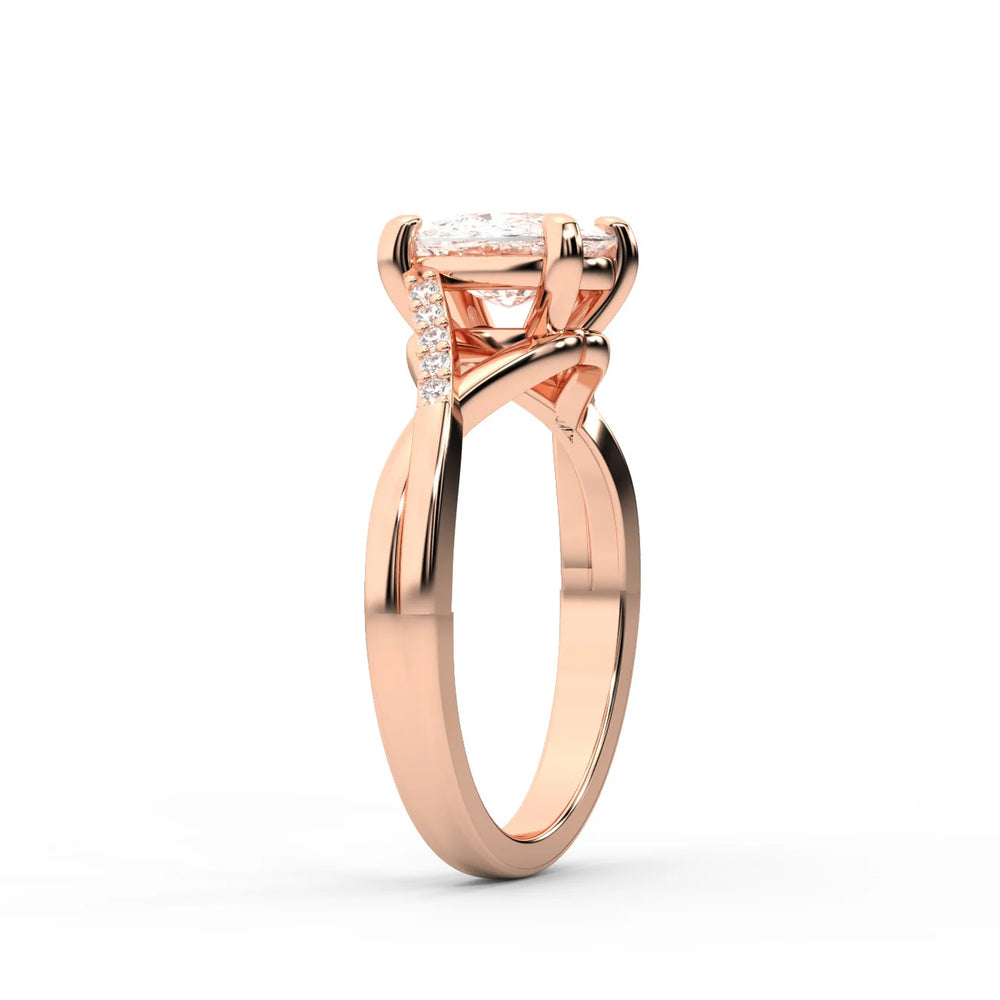 Veronica Twist Side Stone Oval Diamond Engagement Ring