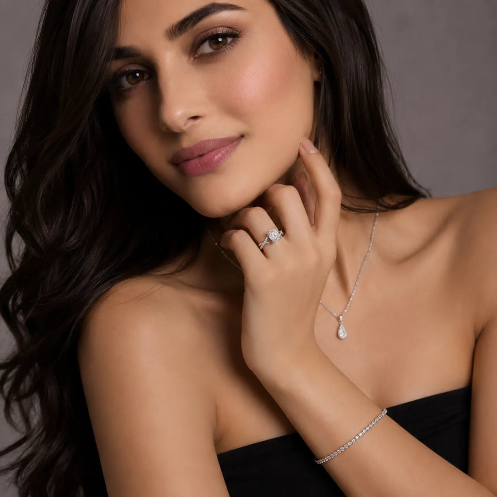 Veronica Twist Side Stone Oval Diamond Engagement Ring
