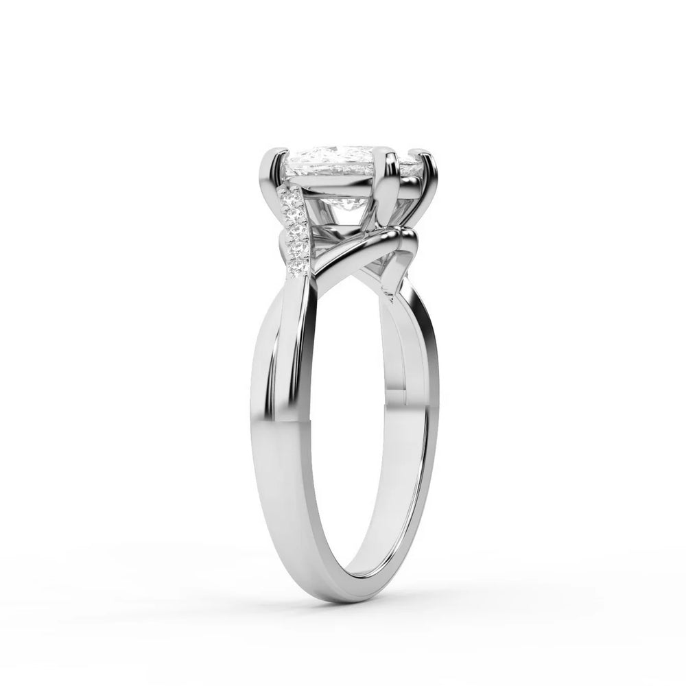 Veronica Twist Side Stone Oval Diamond Engagement Ring