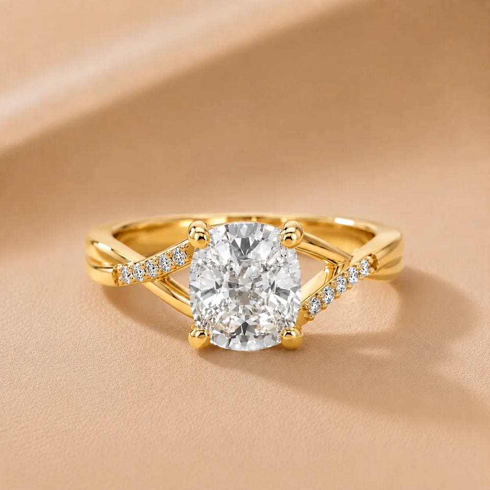 Veronica Twist Side Stone Oval Diamond Engagement Ring