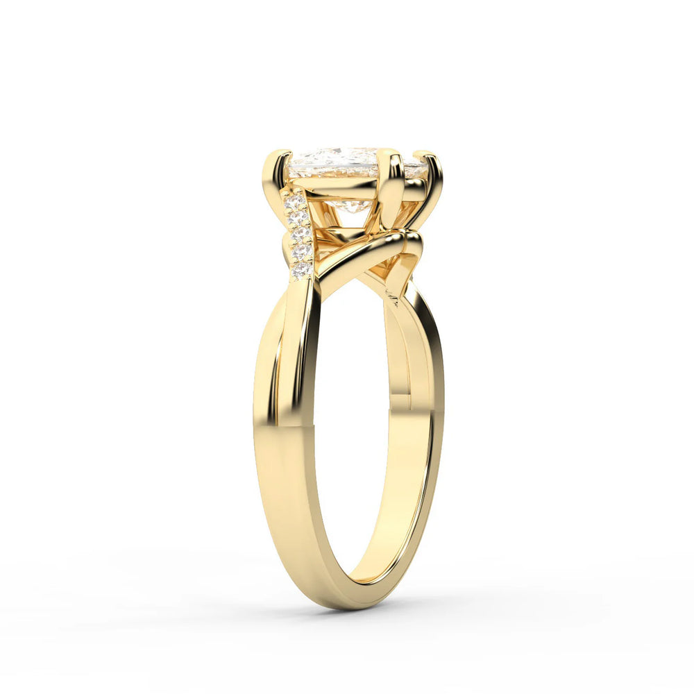 Veronica Twist Side Stone Oval Diamond Engagement Ring