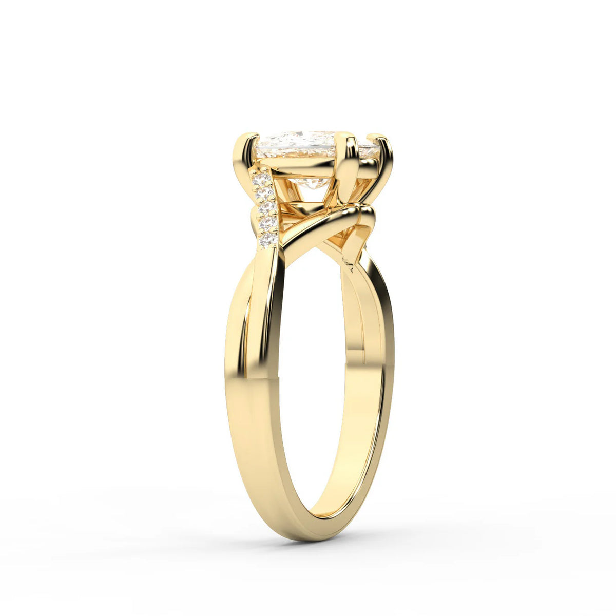 Veronica Twist Side Stone Oval Diamond Engagement Ring
