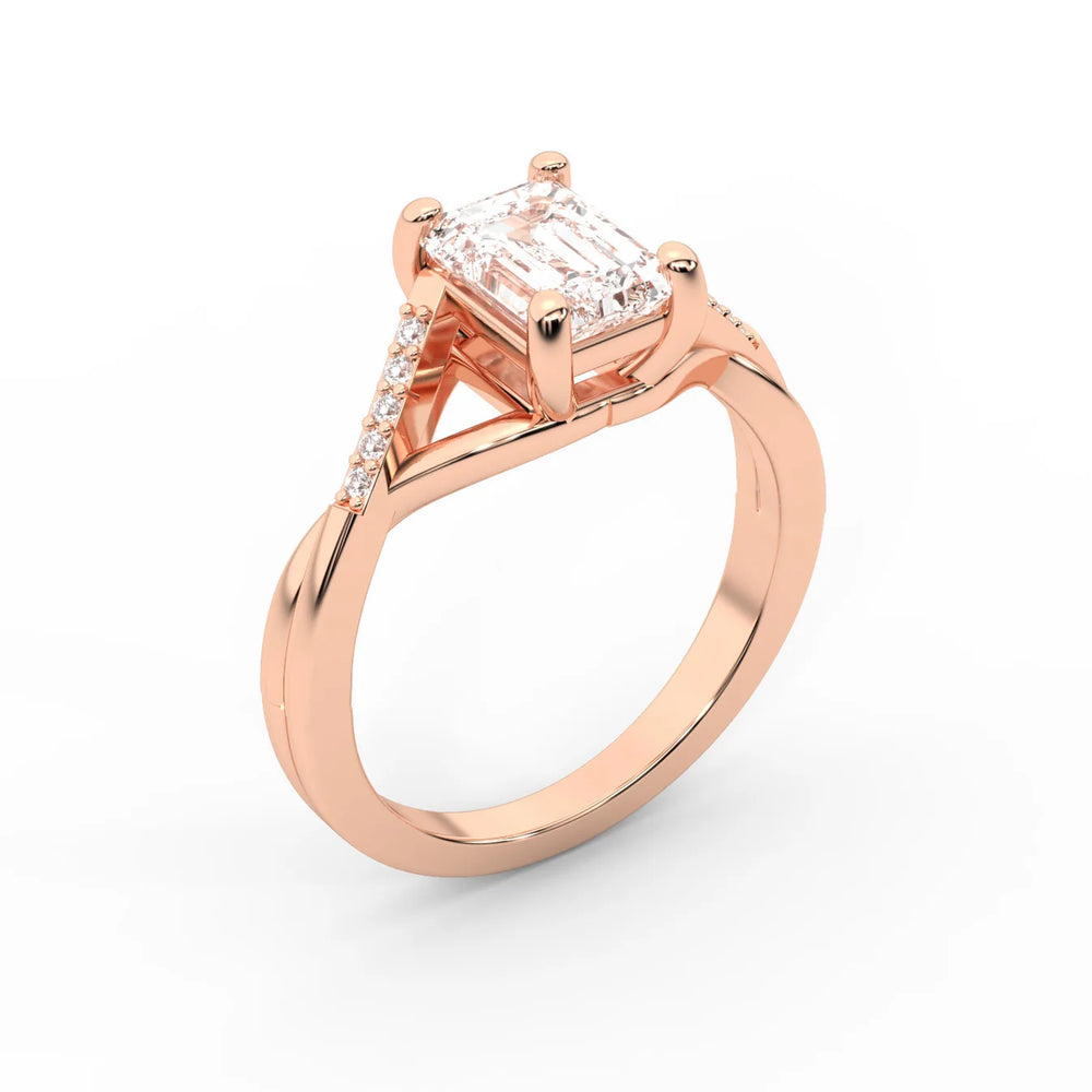 Veronica Twist Side Stone Oval Diamond Engagement Ring