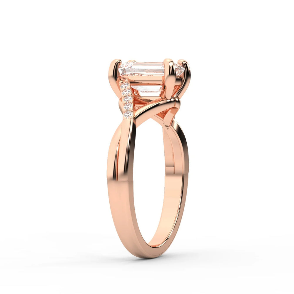 Veronica Twist Side Stone Oval Diamond Engagement Ring