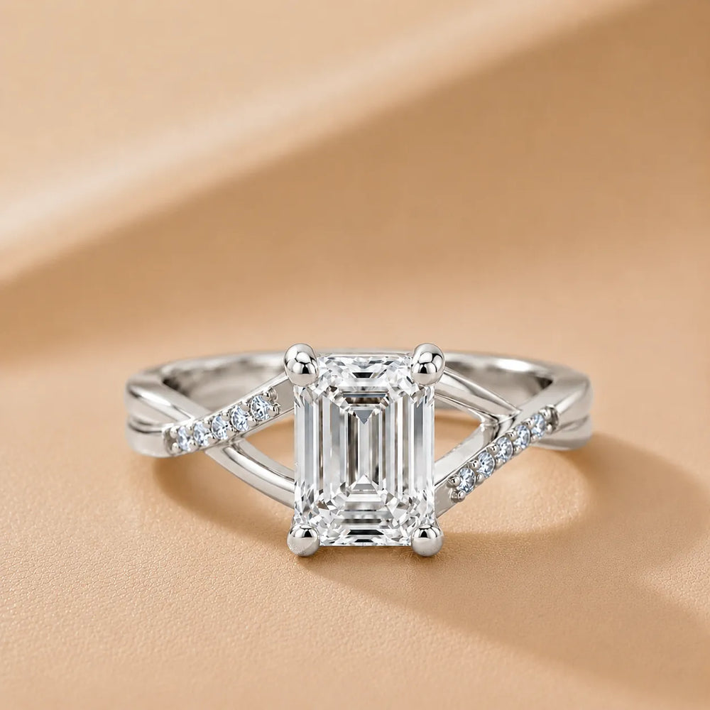 Veronica Twist Side Stone Oval Diamond Engagement Ring