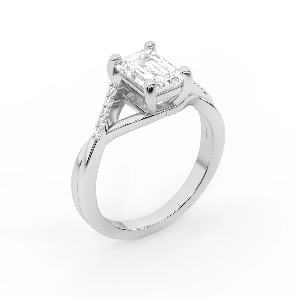 Veronica Twist Side Stone Oval Diamond Engagement Ring