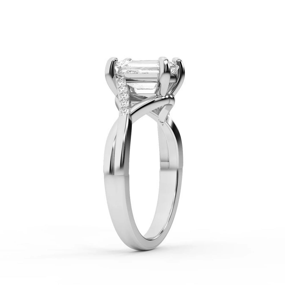 Veronica Twist Side Stone Oval Diamond Engagement Ring