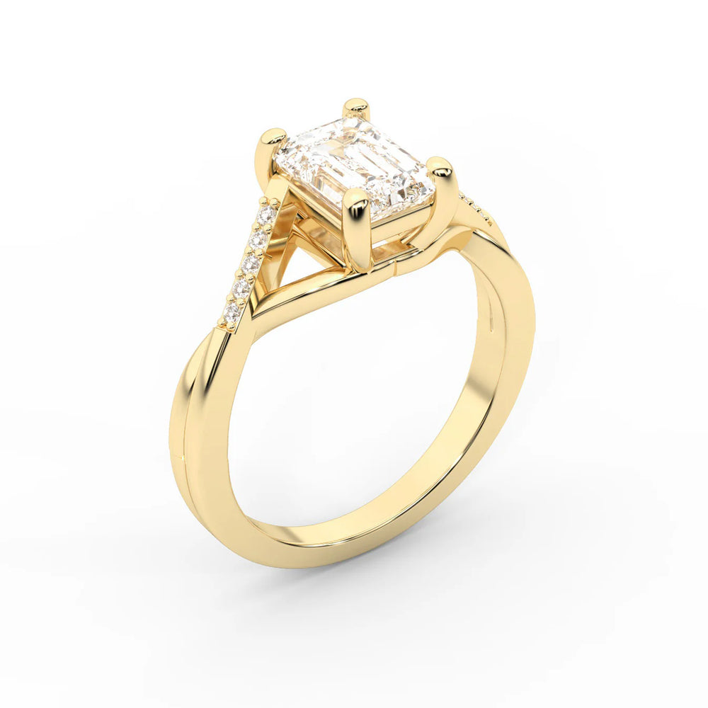 Veronica Twist Side Stone Oval Diamond Engagement Ring