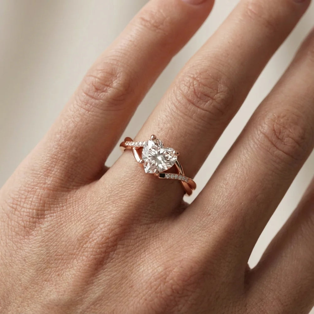 Veronica Twist Side Stone Oval Diamond Engagement Ring