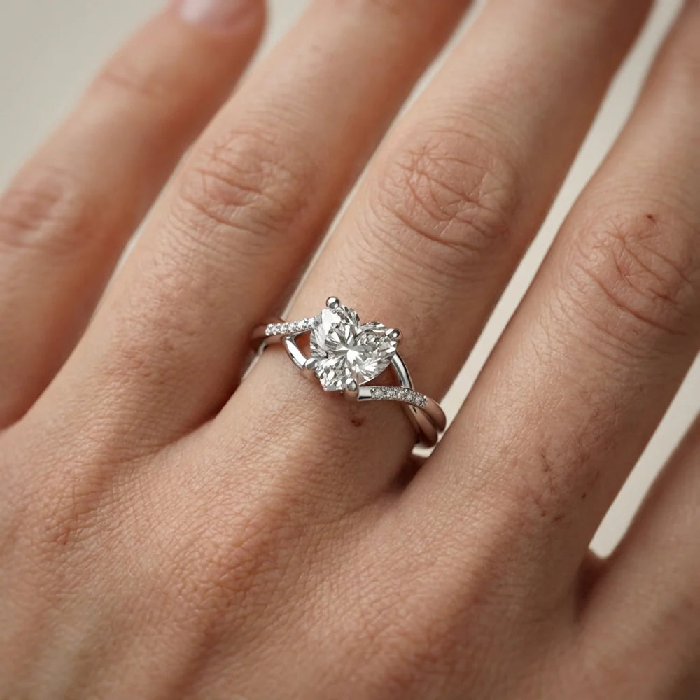 Veronica Twist Side Stone Oval Diamond Engagement Ring