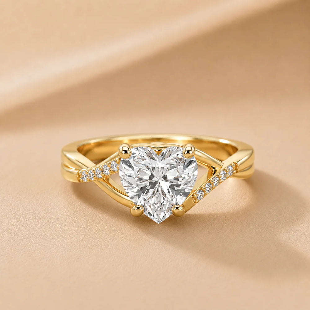 Veronica Twist Side Stone Oval Diamond Engagement Ring