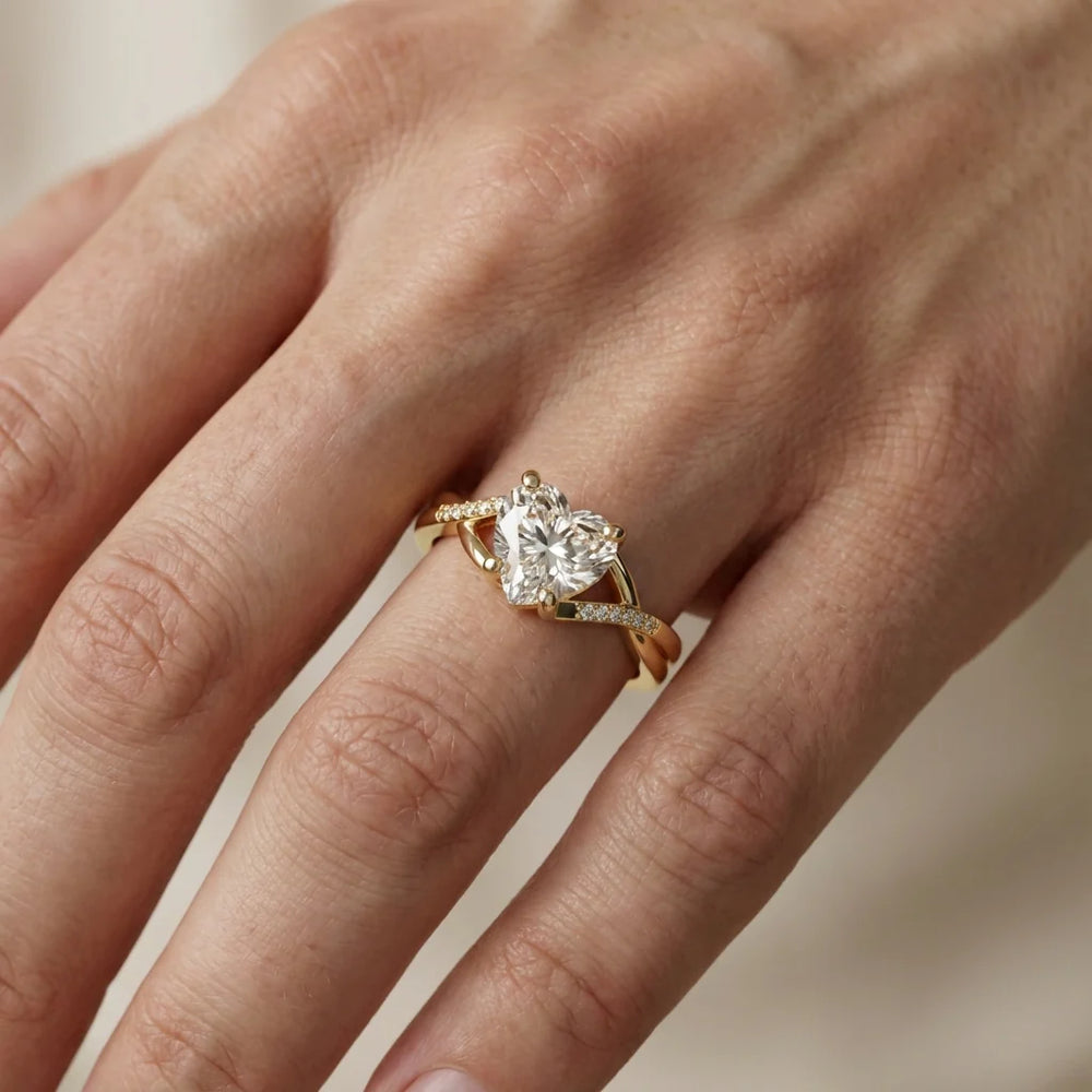 Veronica Twist Side Stone Oval Diamond Engagement Ring