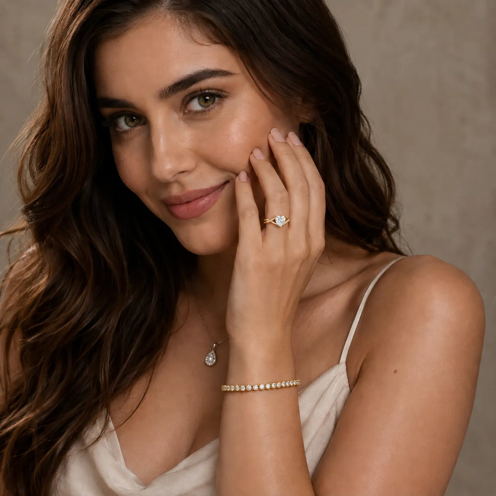 Veronica Twist Side Stone Oval Diamond Engagement Ring