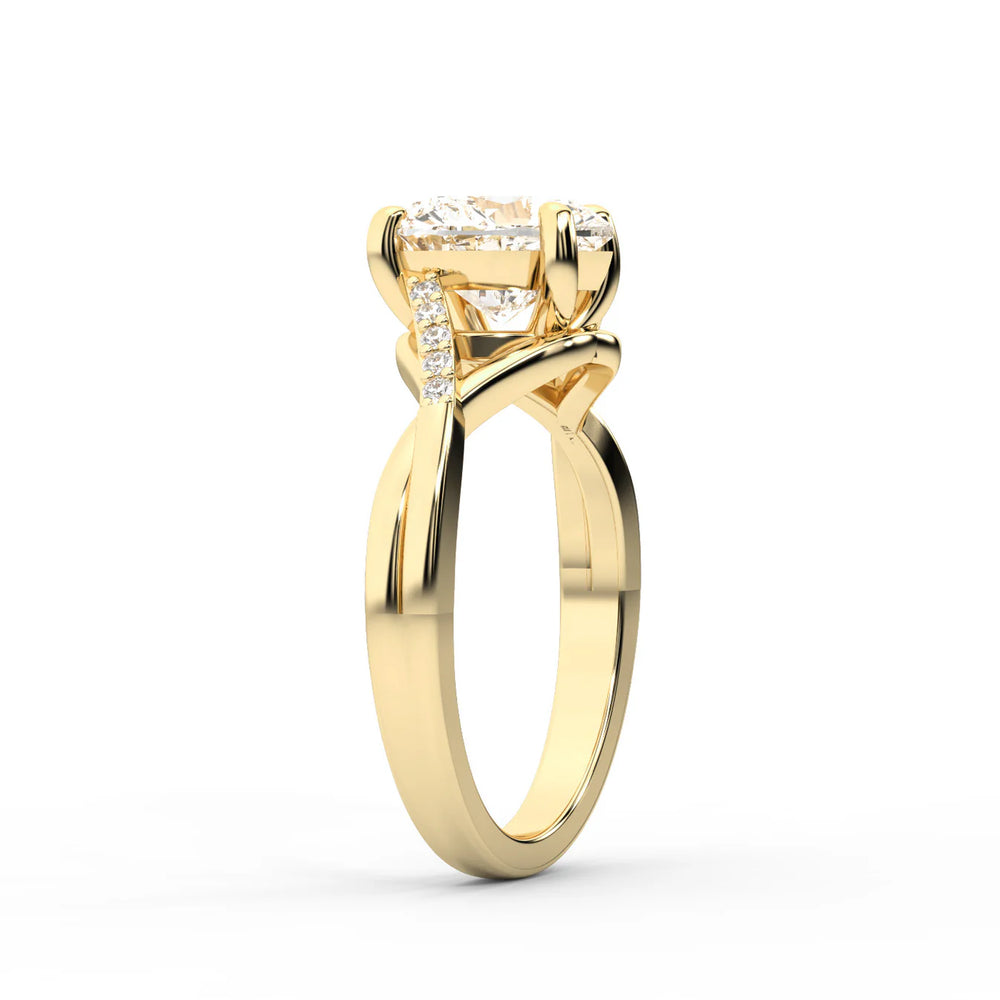 Veronica Twist Side Stone Oval Diamond Engagement Ring
