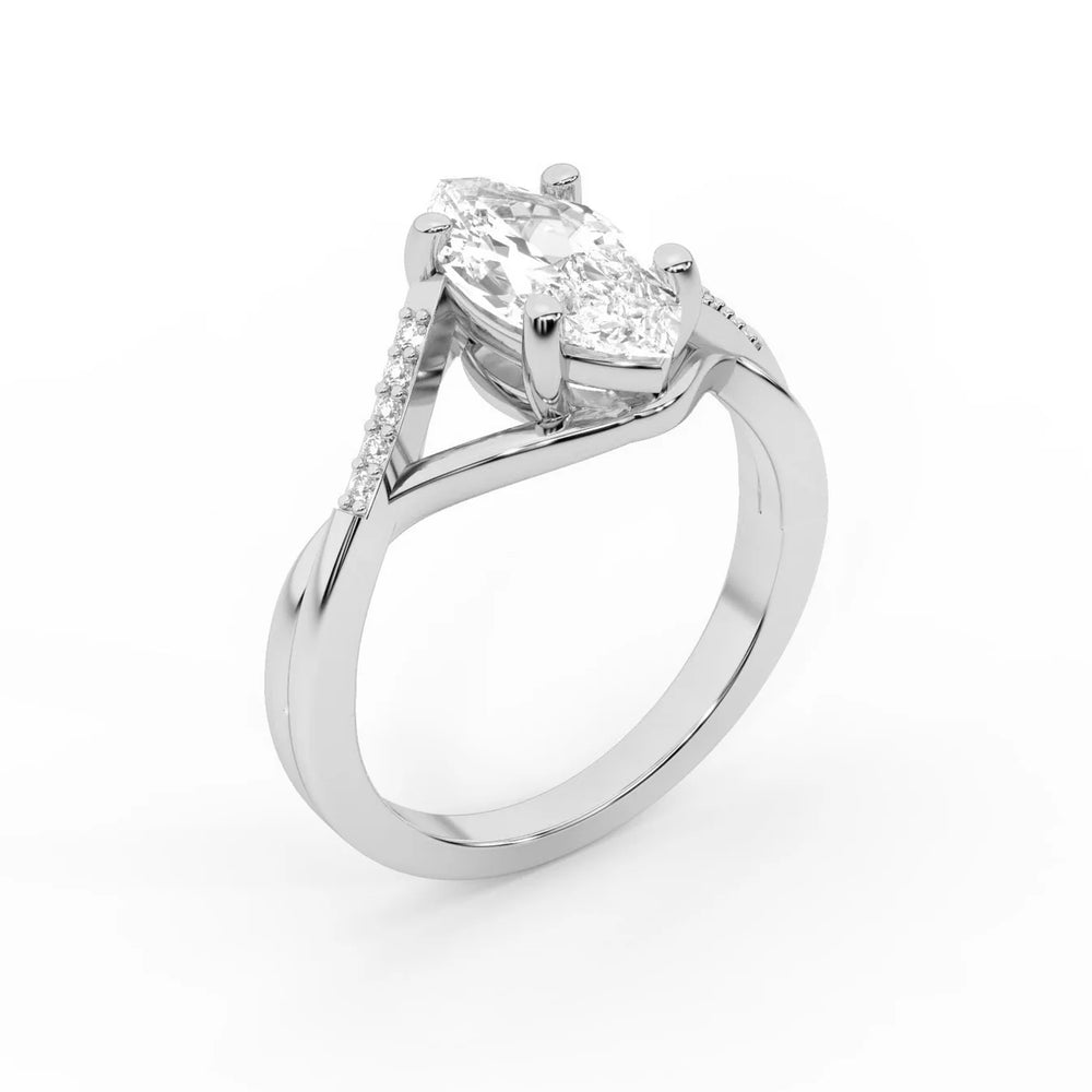 Veronica Twist Side Stone Oval Diamond Engagement Ring
