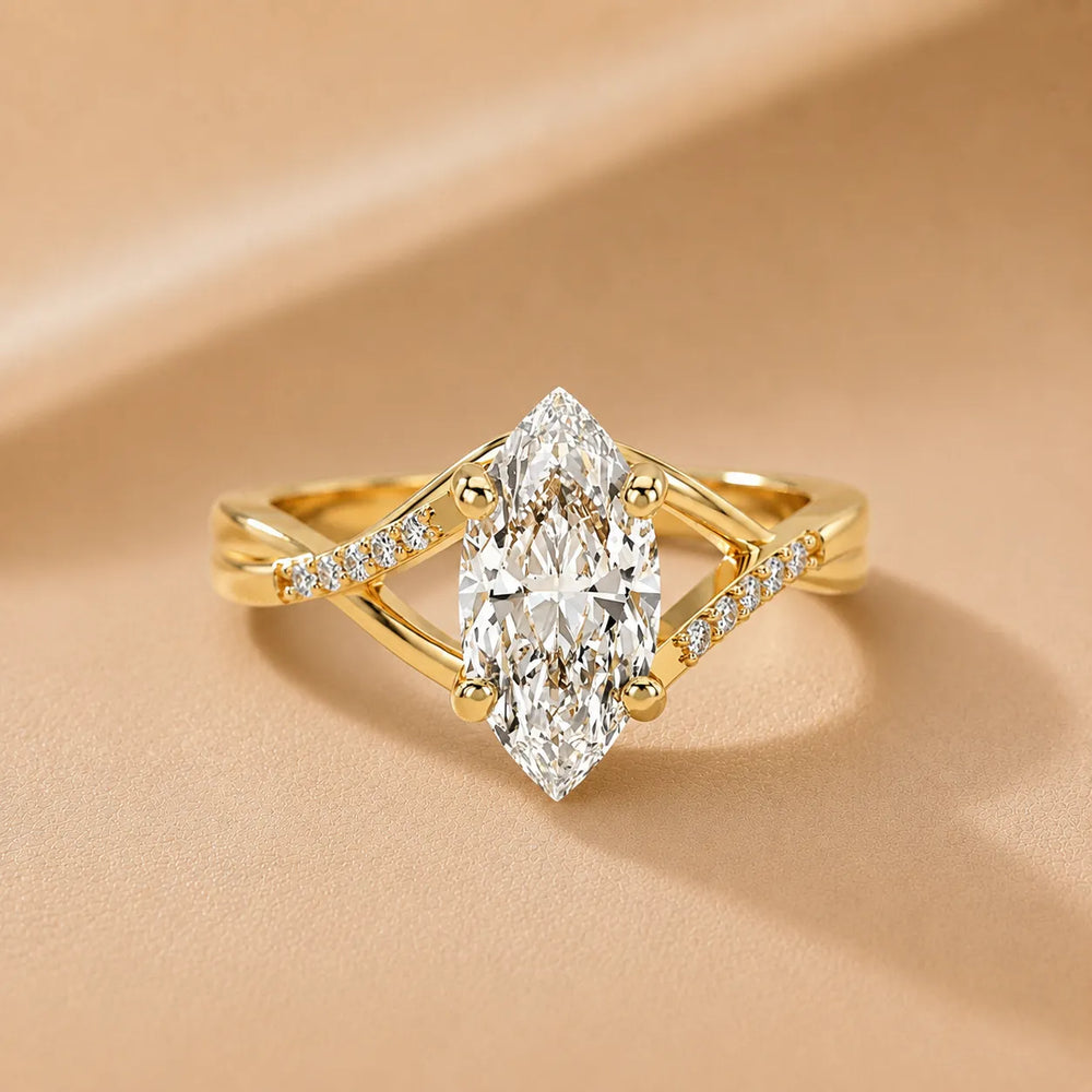 Veronica Twist Side Stone Oval Diamond Engagement Ring