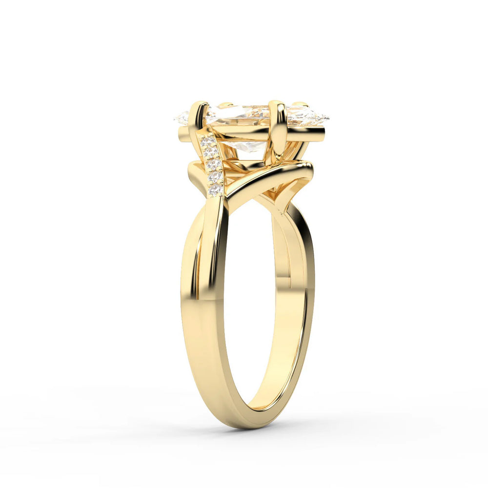 Veronica Twist Side Stone Oval Diamond Engagement Ring