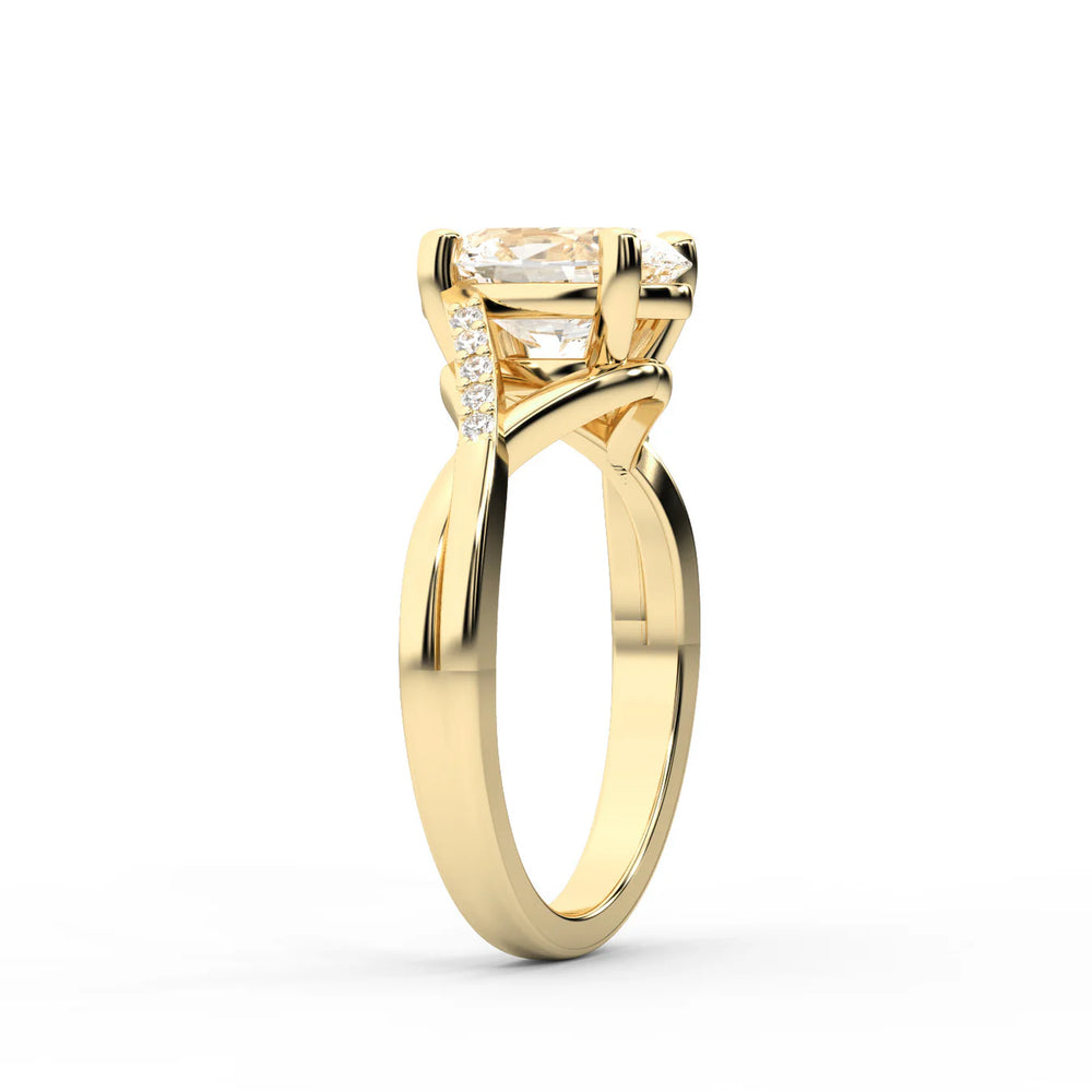 Veronica Twist Side Stone Oval Diamond Engagement Ring