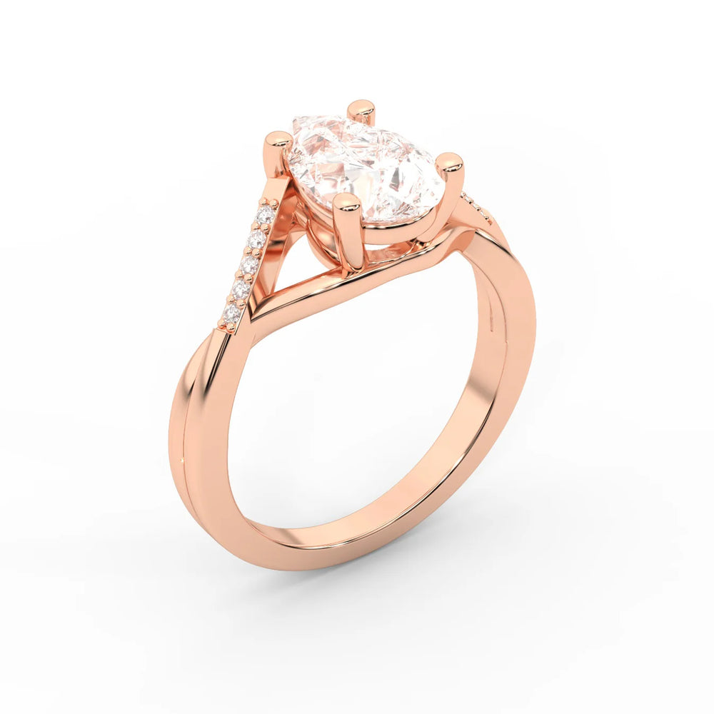 Veronica Twist Side Stone Oval Diamond Engagement Ring