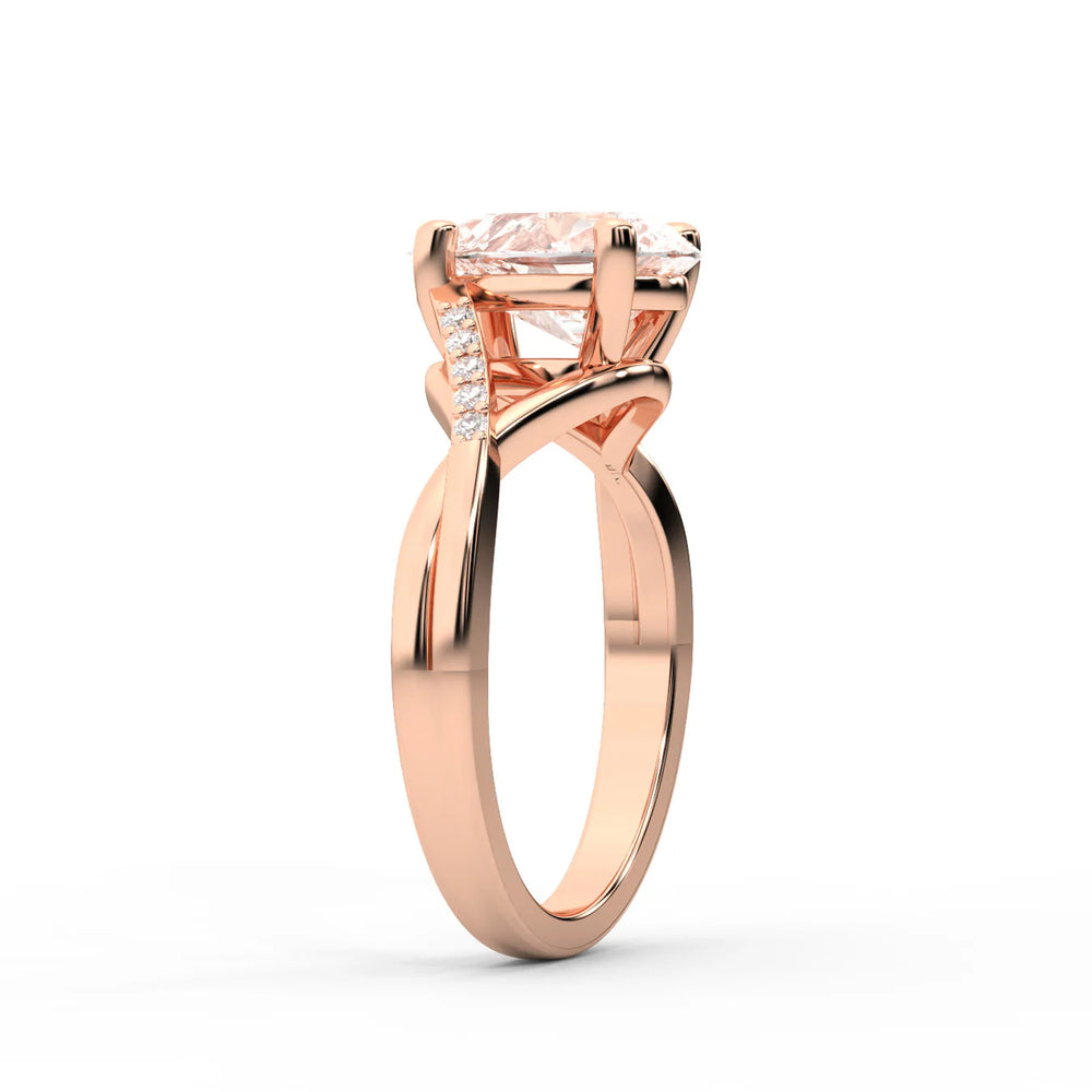 Veronica Twist Side Stone Oval Diamond Engagement Ring
