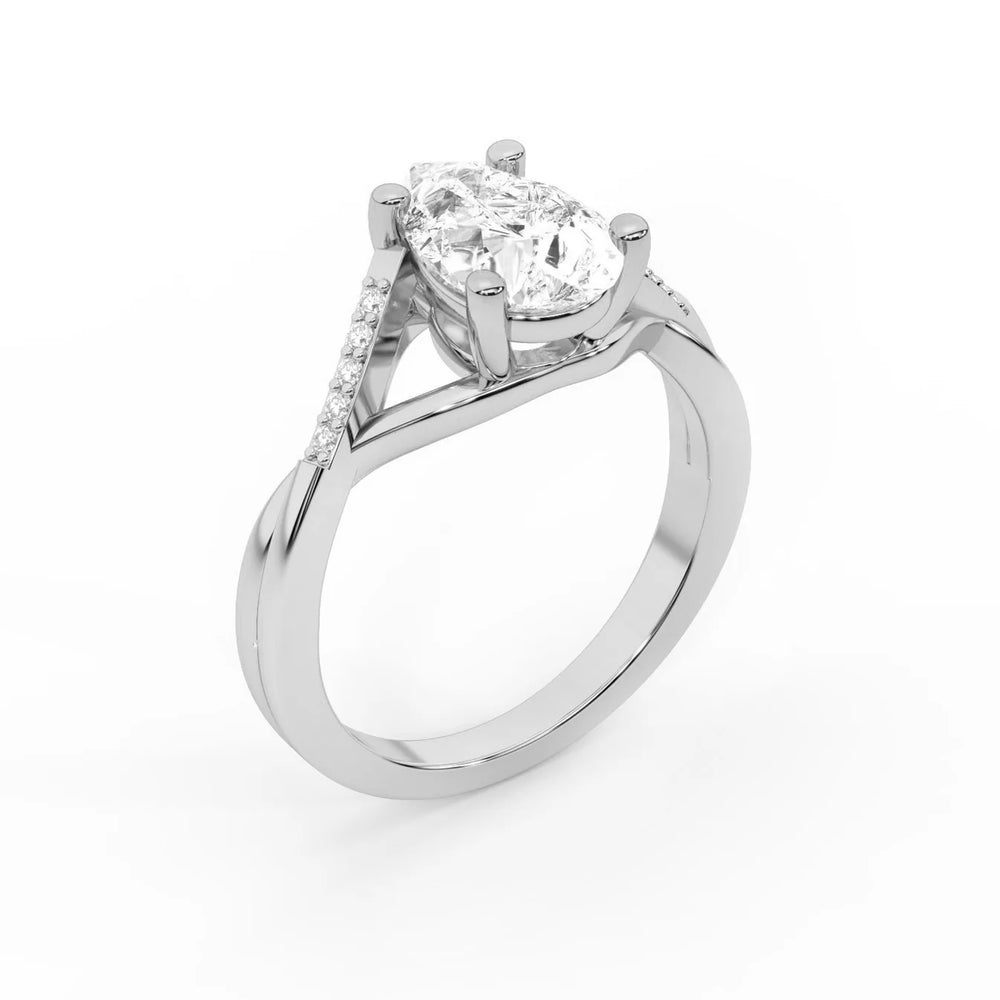 Veronica Twist Side Stone Oval Diamond Engagement Ring