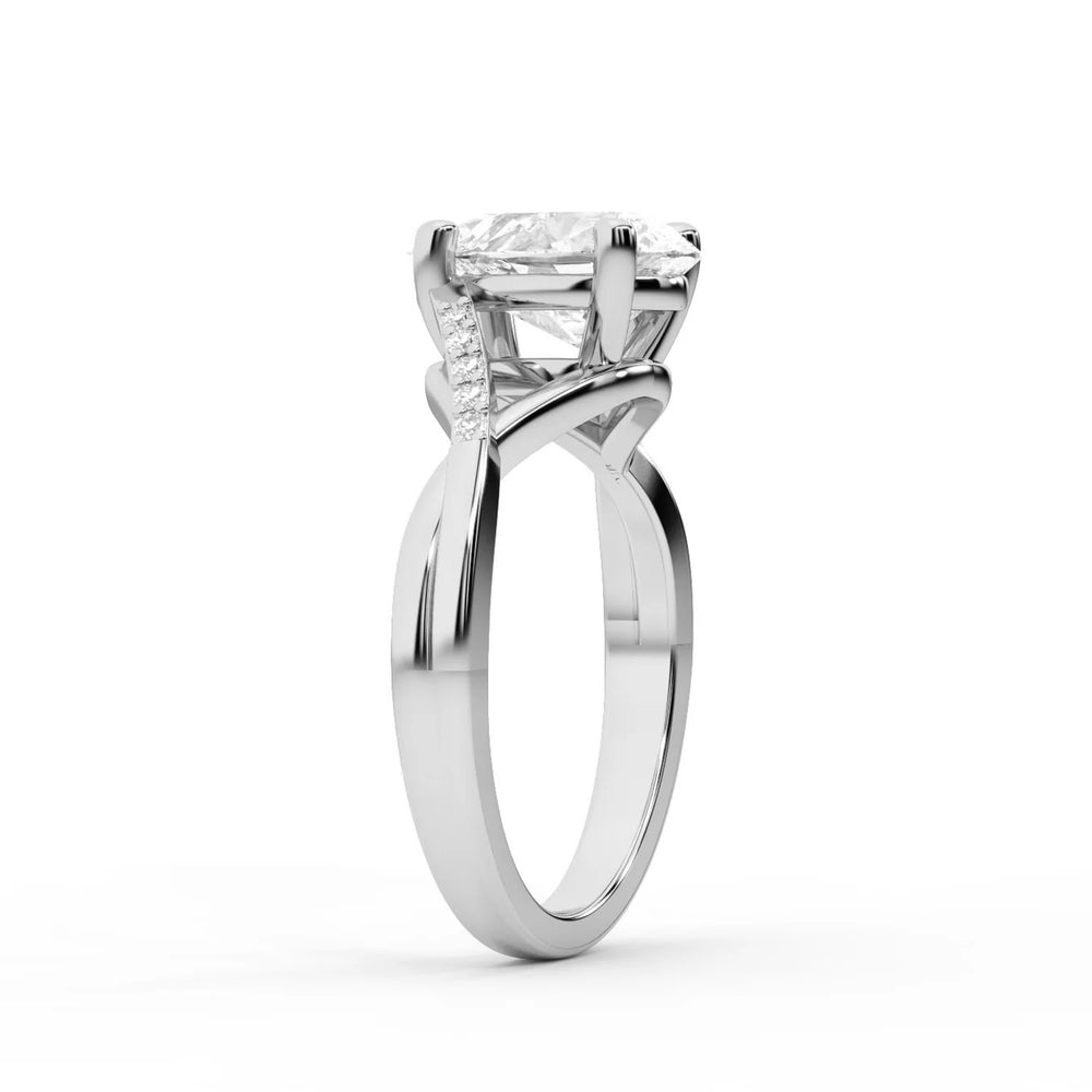 Veronica Twist Side Stone Oval Diamond Engagement Ring