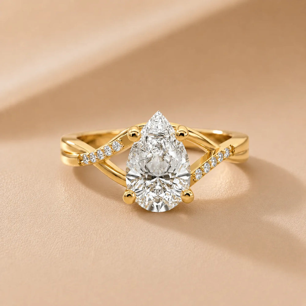 Veronica Twist Side Stone Oval Diamond Engagement Ring
