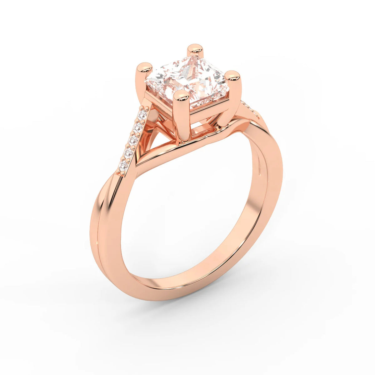 Veronica Twist Side Stone Oval Diamond Engagement Ring