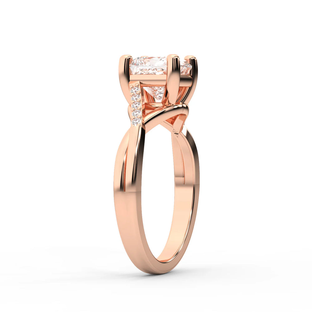 Veronica Twist Side Stone Oval Diamond Engagement Ring